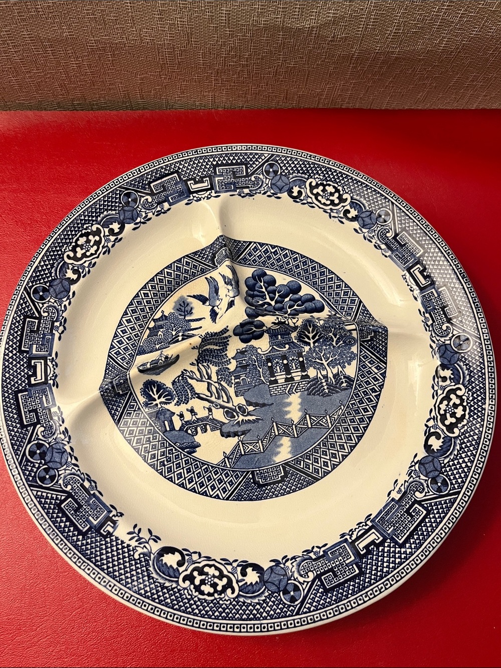 Vintage Blue Willow Wood &Son England 2 Divided Plate, Dinnerware plate set of 3